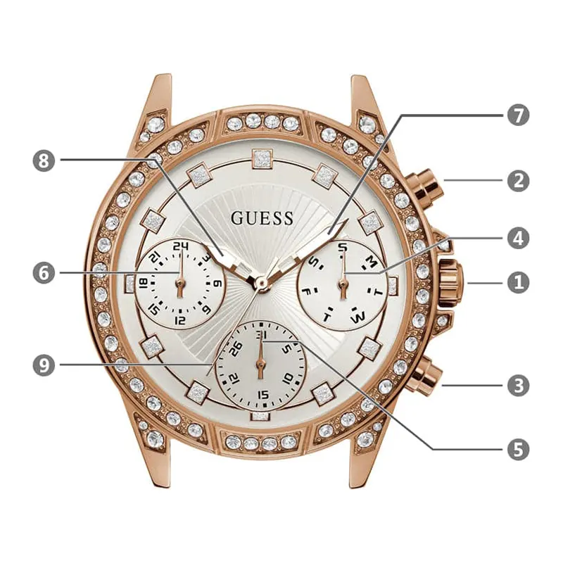 Guess Gemini Chronograph Multifunction White Dial Ladies Watch- W1293L3